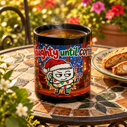 Naughty Until Coffee Christmas Mug