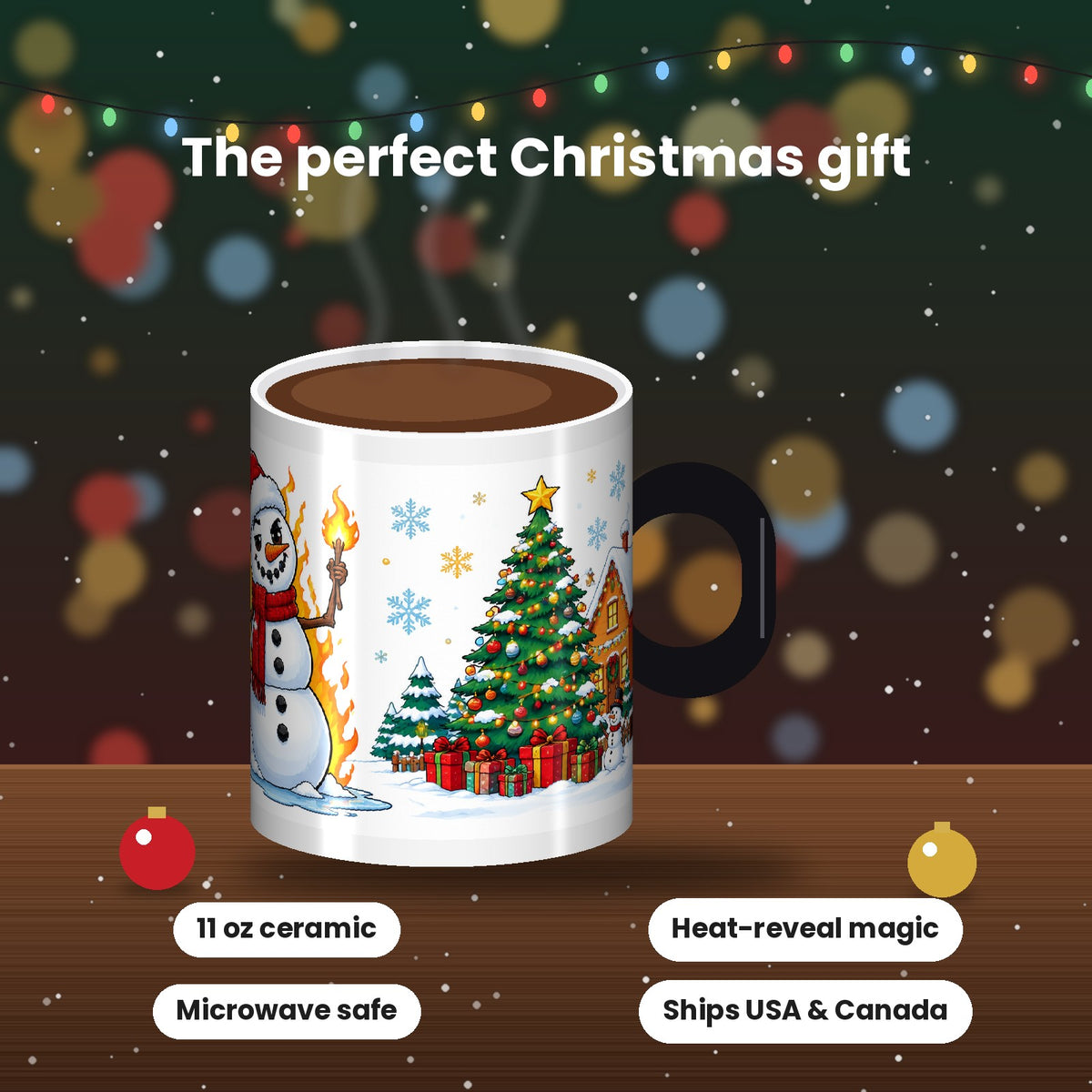 Heat reveal Christmas mug 11 oz features