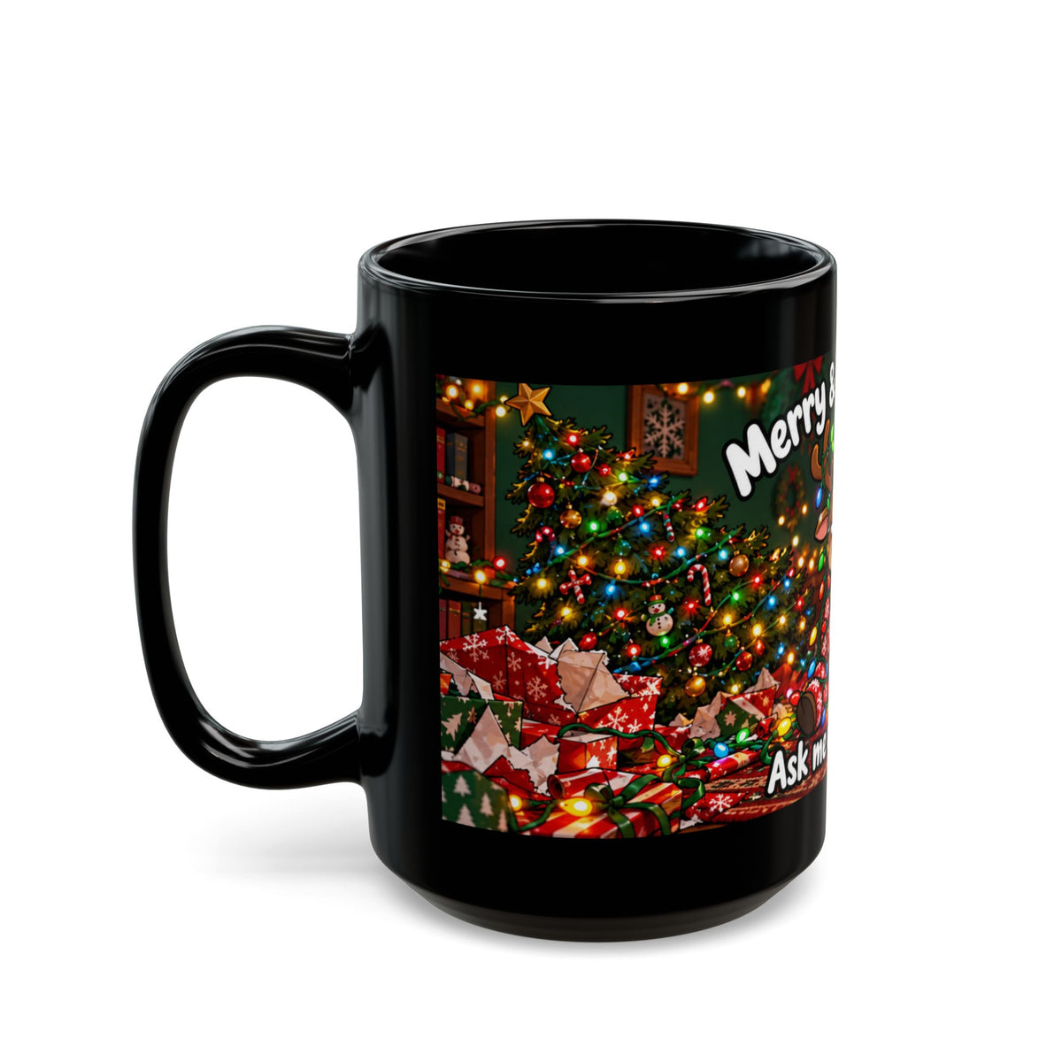 Merry & Bright-ish Christmas Reindeer Black Mug – Ask Me After Coffee