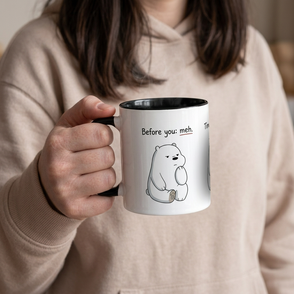 Then You Smiled Love Bear mug close-up