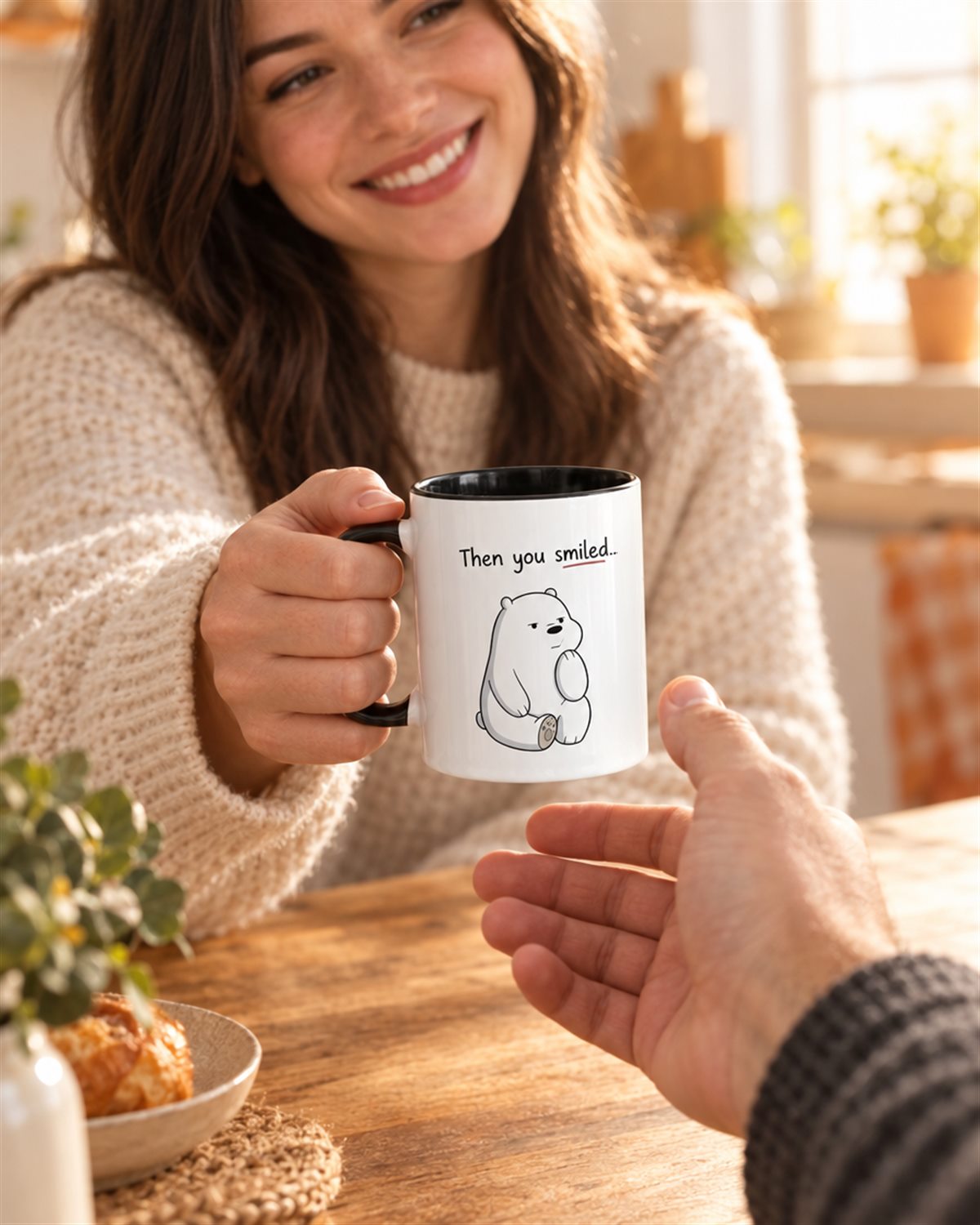 Giving the Then You Smiled bear mug as a gift